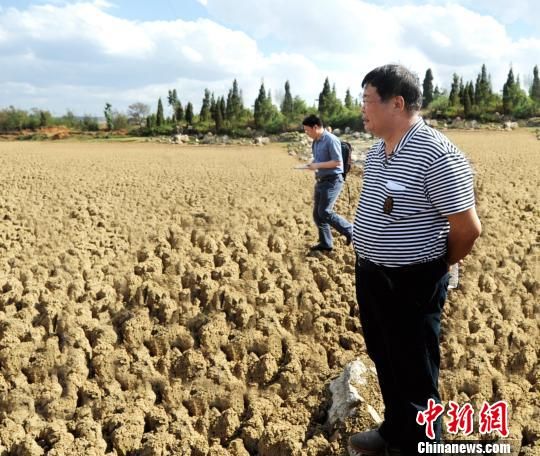 　近日，福耀玻璃工業(yè)集團(tuán)股份有限公司創(chuàng)始人、董事長，中國光彩事業(yè)促進(jìn)會副會長曹德旺接受中新社記者專訪。據(jù)了解，從1983年的第一筆2000元人民幣開始，到2018年他已捐出近50%的個(gè)人資產(chǎn)共110億元，用于慈善事業(yè)。2010年，得知中國西南五省遭受嚴(yán)重旱災(zāi)，曹德旺多次深入云、貴、川了解災(zāi)情，并捐款2億元，幫助近10萬受災(zāi)戶。圖為2010年5月19日，曹德旺在位于云南省陸良縣的天生壩水庫，這個(gè)原本庫容120萬立方米的水庫當(dāng)時(shí)已干涸見底?！＄娦?攝