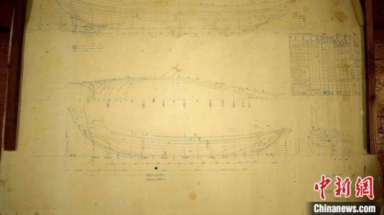 圖為鄭文祥1984年繪制的下岐連家漁船圖紙?！卫?攝
