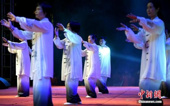 資料圖：“客家祖地”福建省上杭縣舉行客家武林大會，武術(shù)愛好者在表演太極拳。 張斌 攝